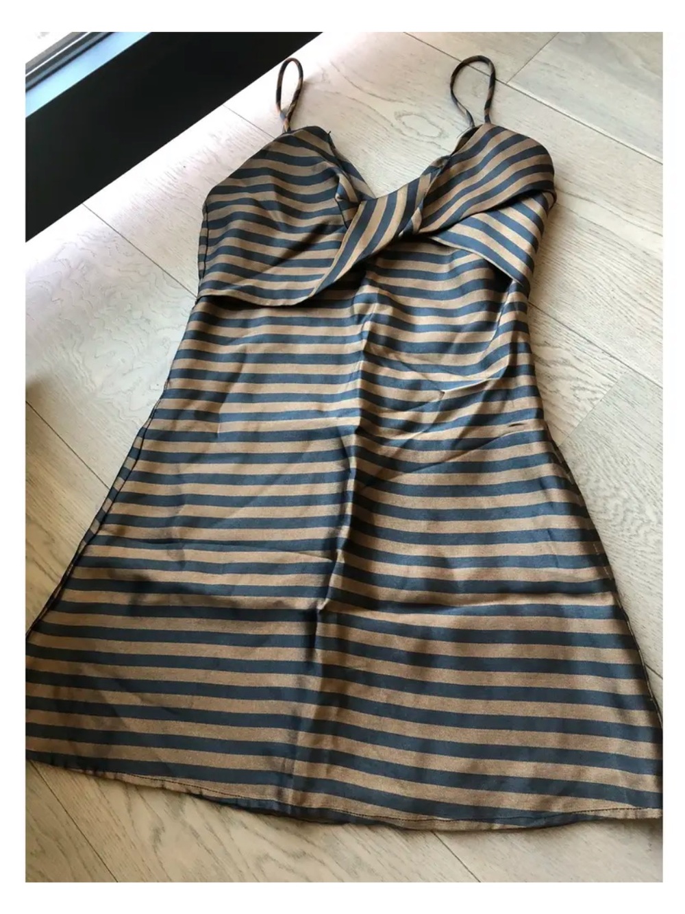House of Harlow 1960 Brown and Black Striped Spaghetti Strap Mini Dress